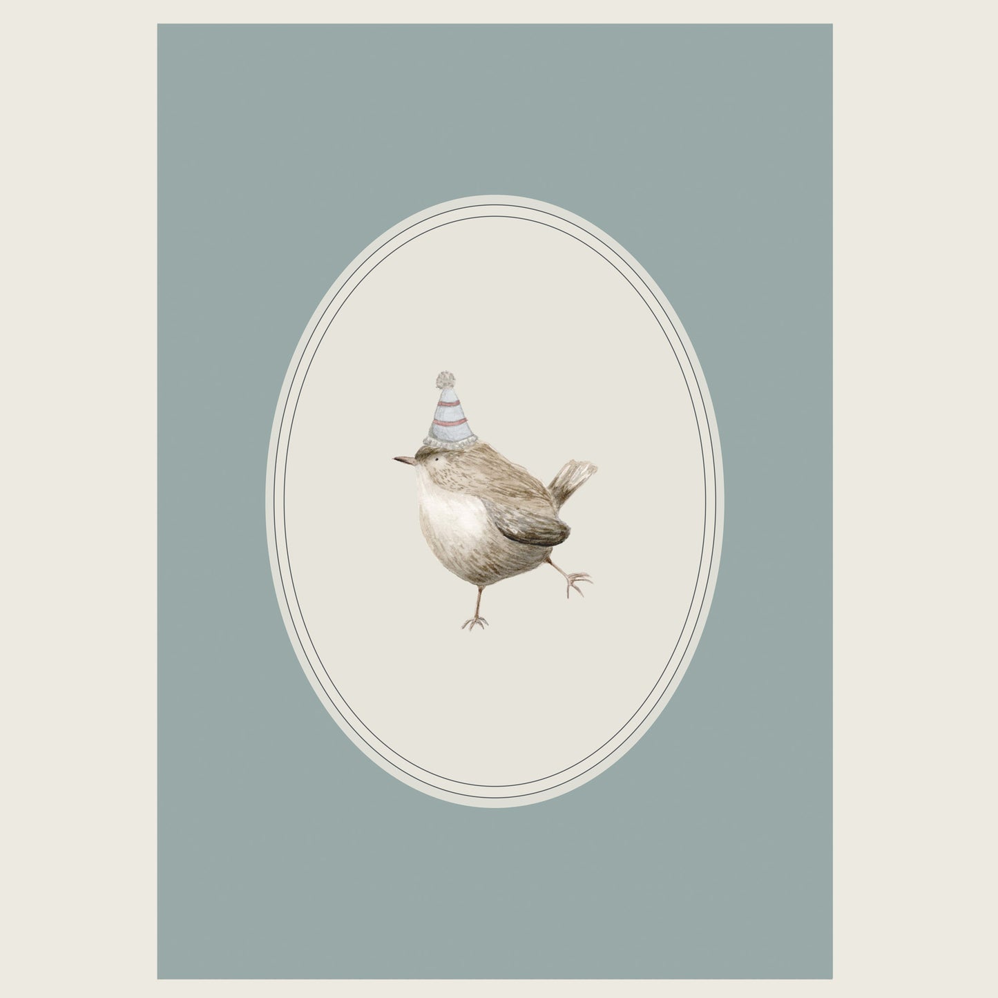 Party Bird in Oval Frame Children's Art Print