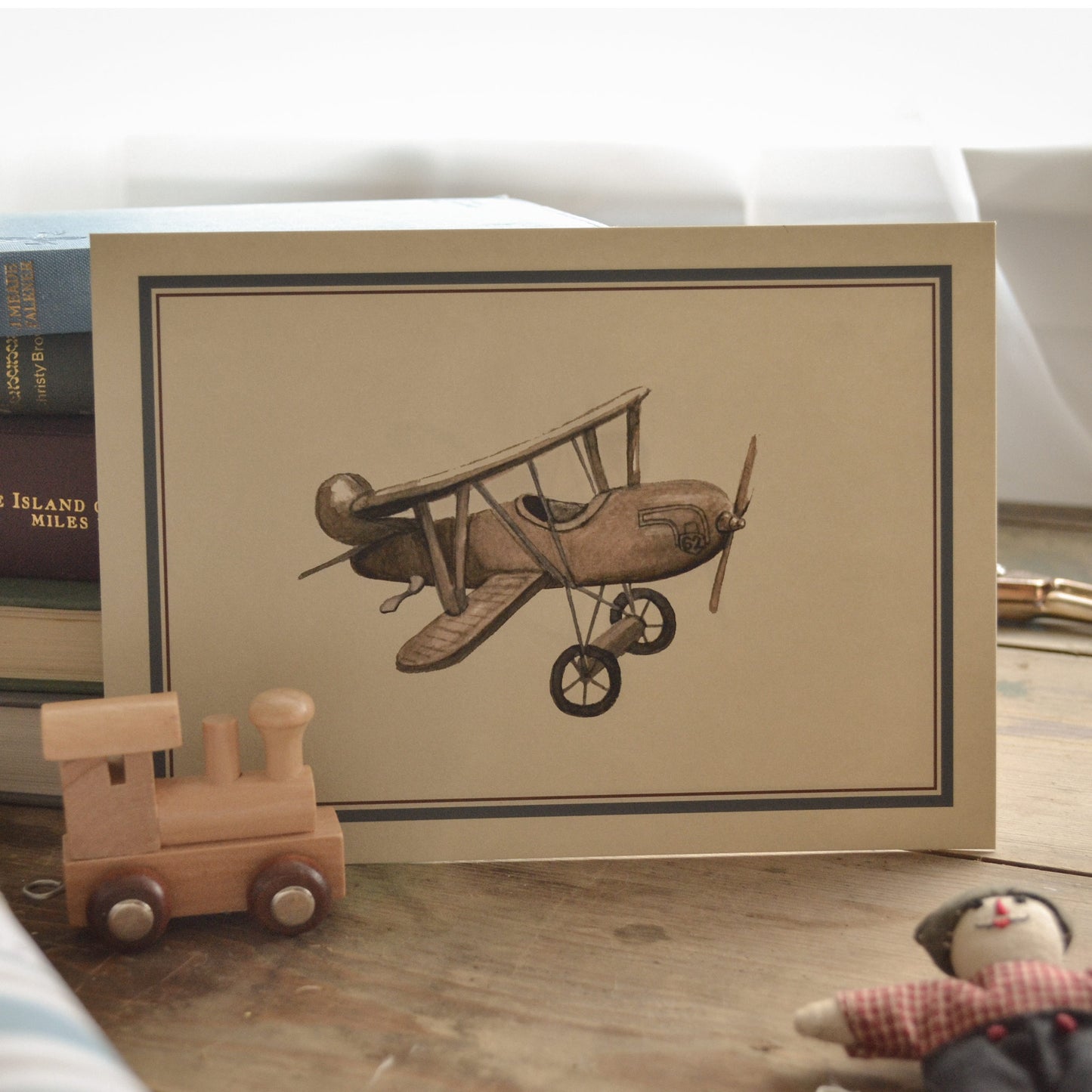 Vintage Toy Airplane Children's Art Print - Aviation Nursery Wall Decor