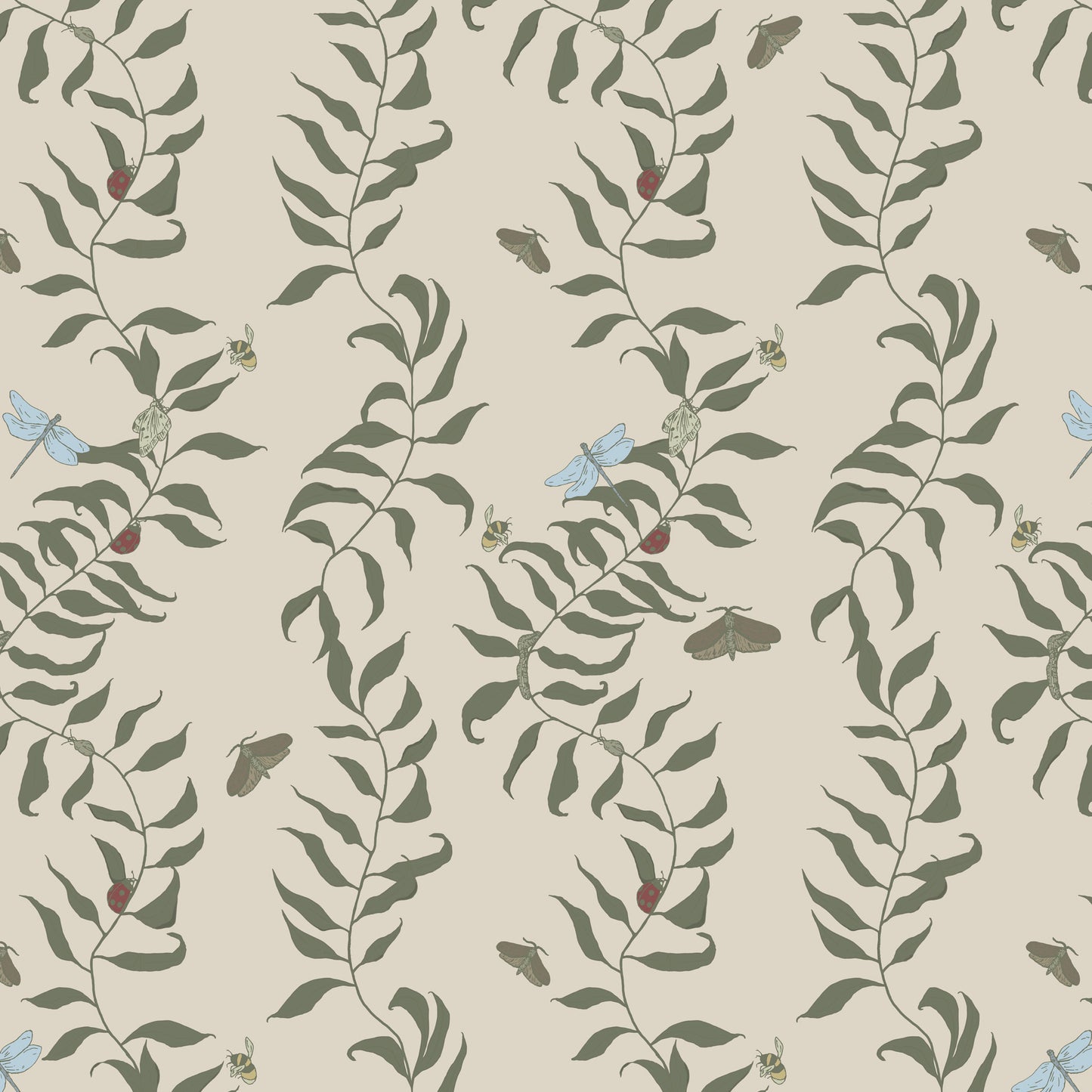 Bugs in the Willow Wallpaper in Linen