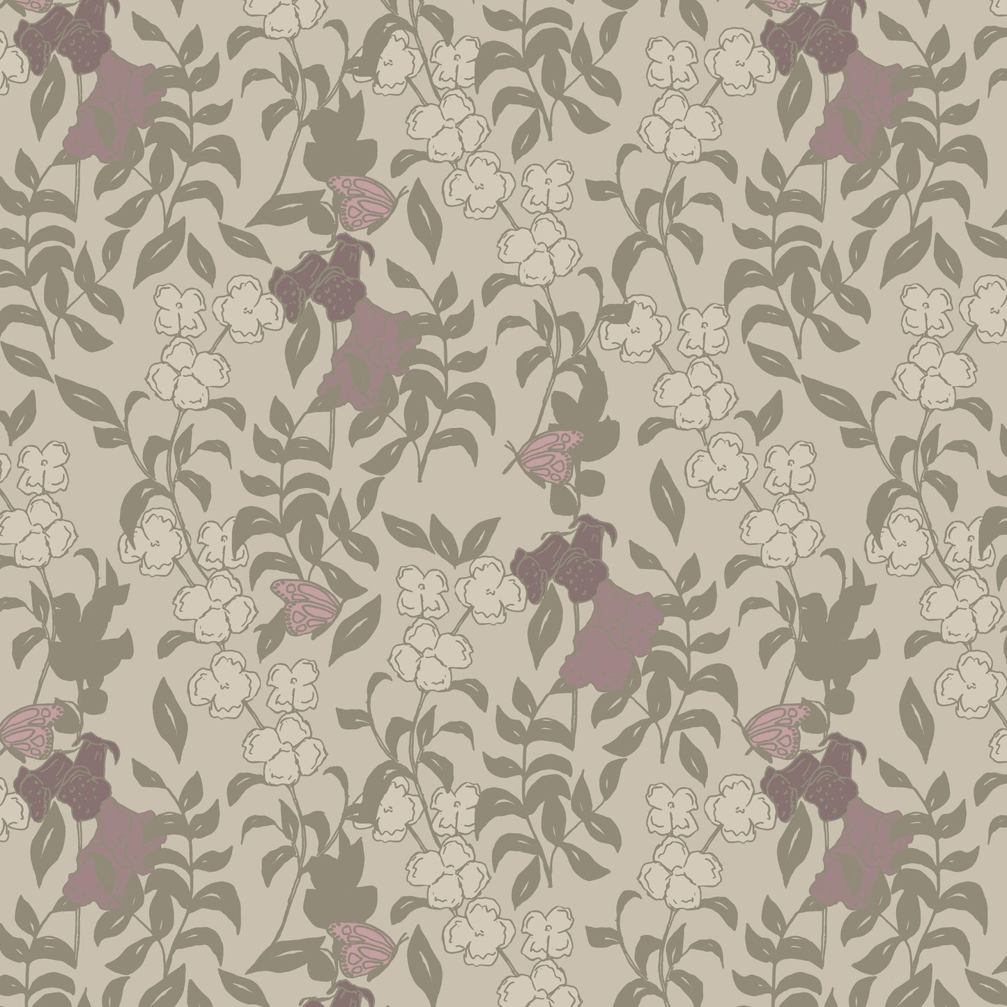 FOXGLOVES AND PANSIES WALLPAPER