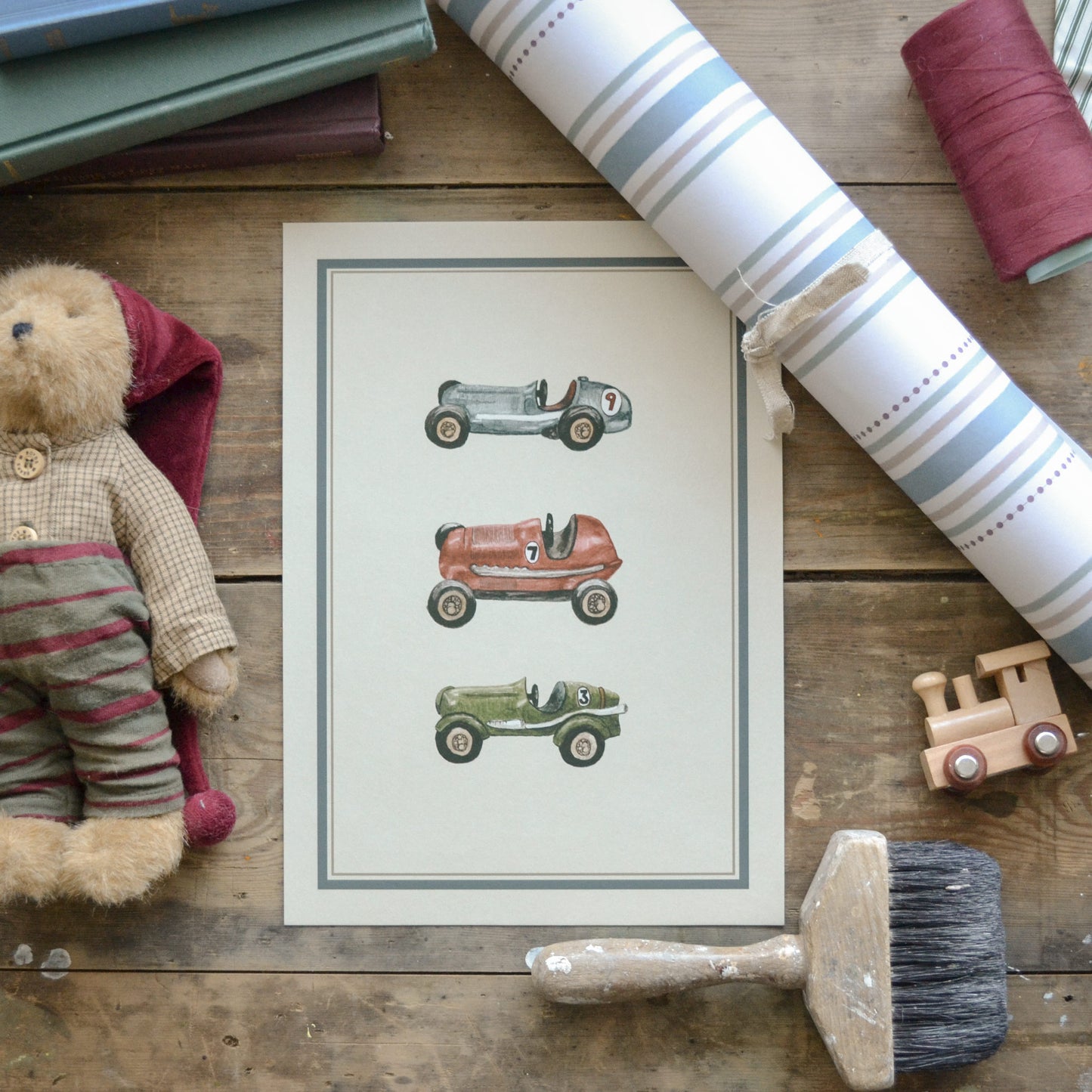 Vintage Toy Racing Cars Children's Art Print
