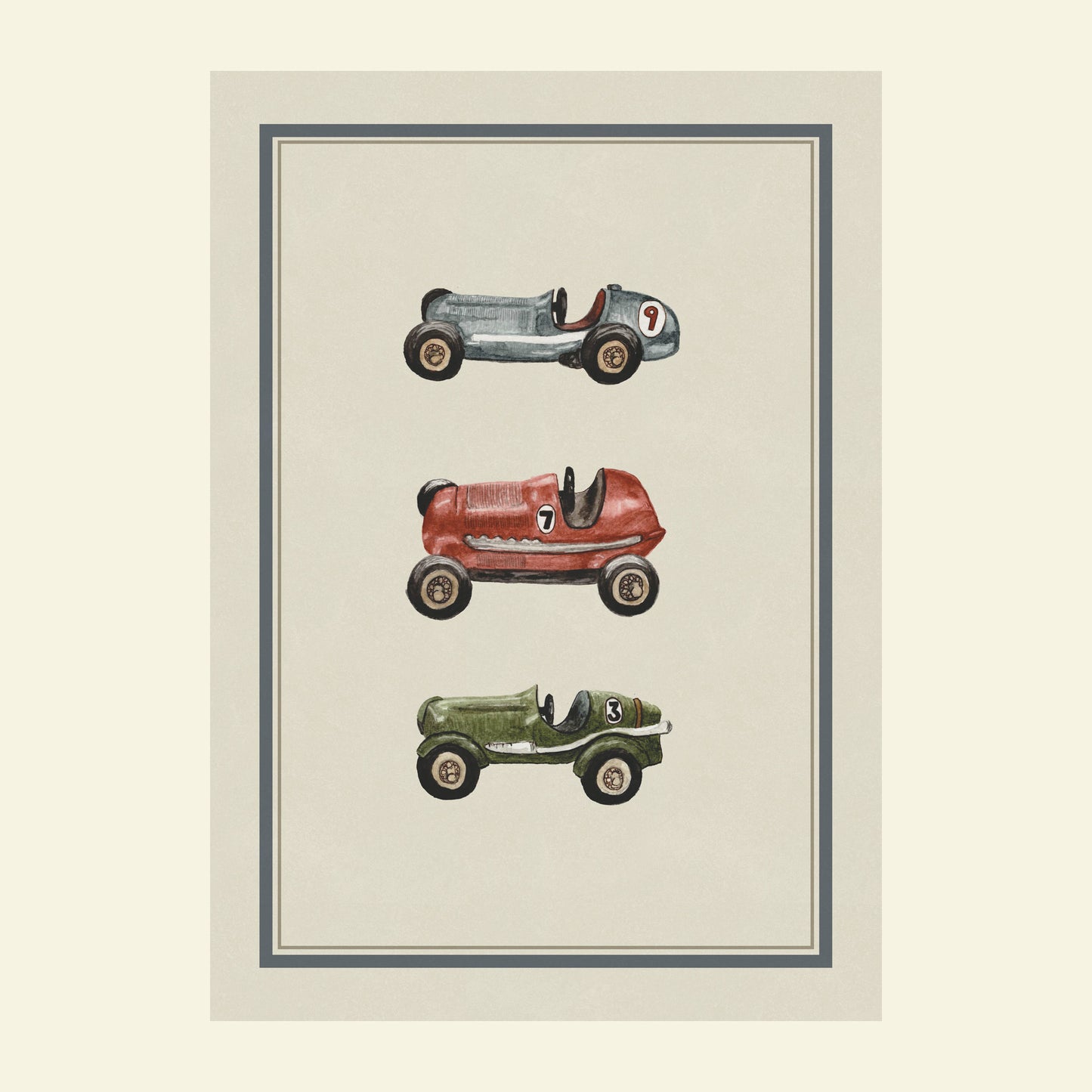 Vintage Toy Racing Cars Children's Art Print