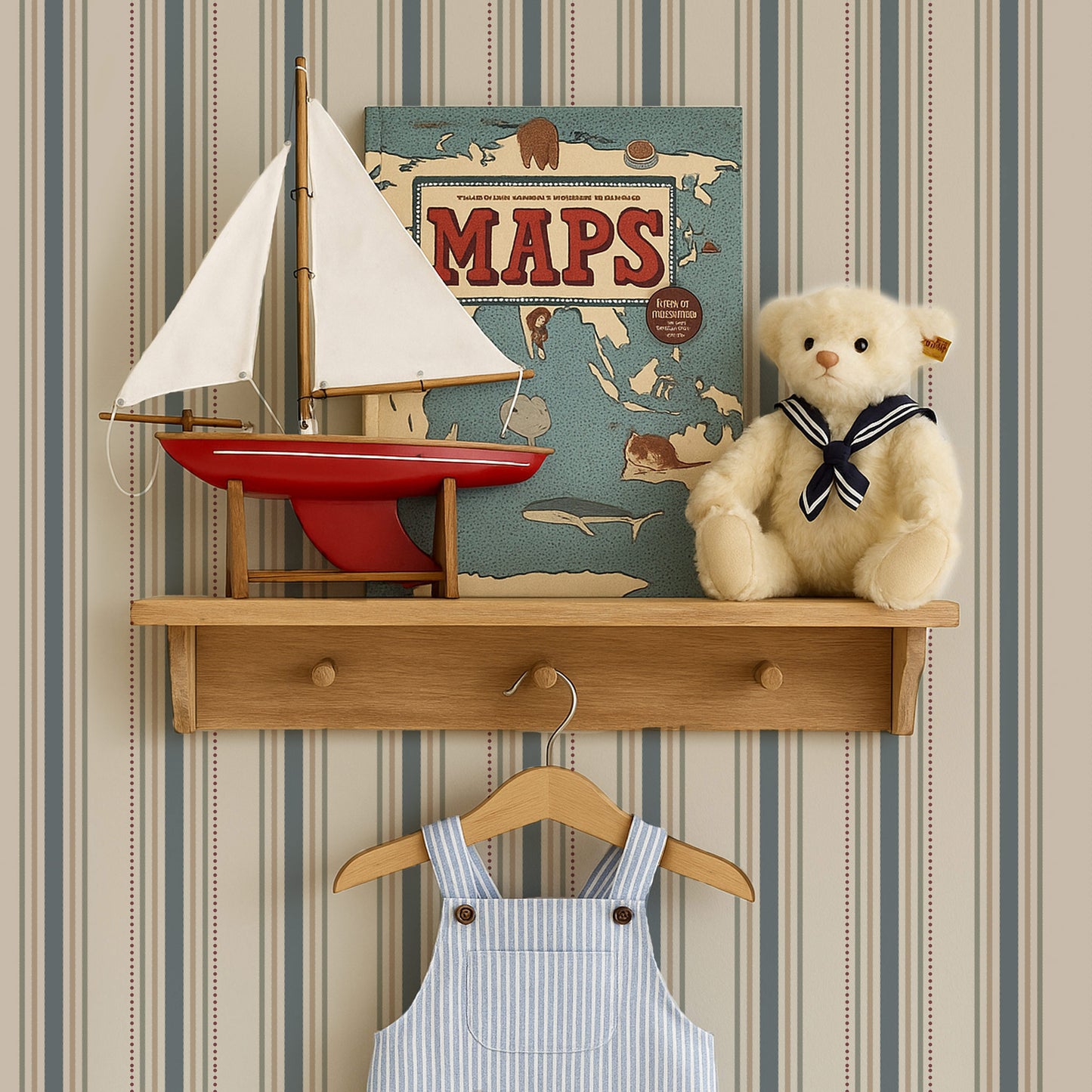 Coastal Stripe Wallpaper in Navy
