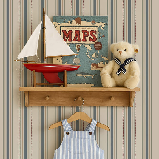 Coastal Stripe Wallpaper in Navy