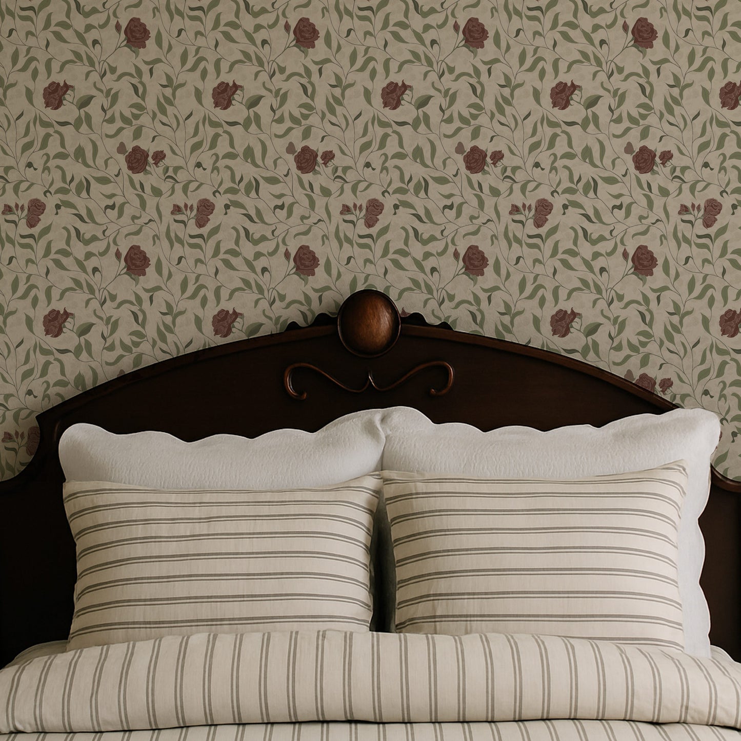 English Rose Garden Wallpaper in Deep Red