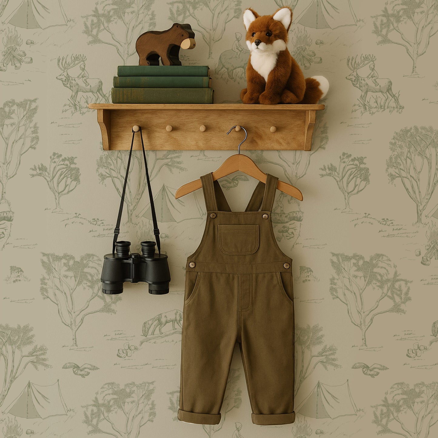 Forest Adventure Wallpaper in Vintage Green