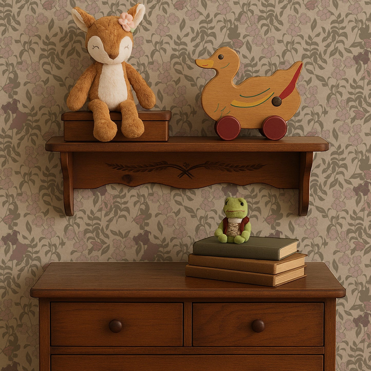 Foxglove and Pansies Wallpaper in Soft Pink