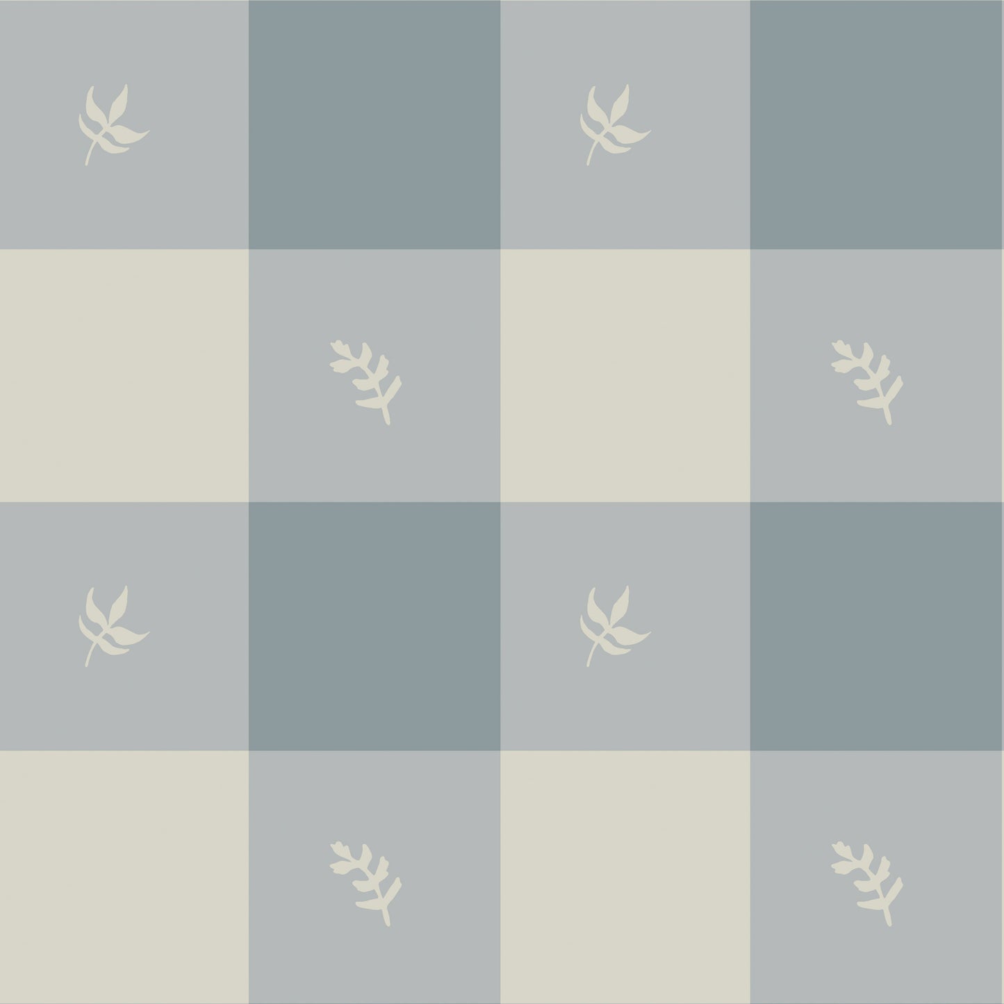 Country Gingham Wallpaper in Dusty Blue