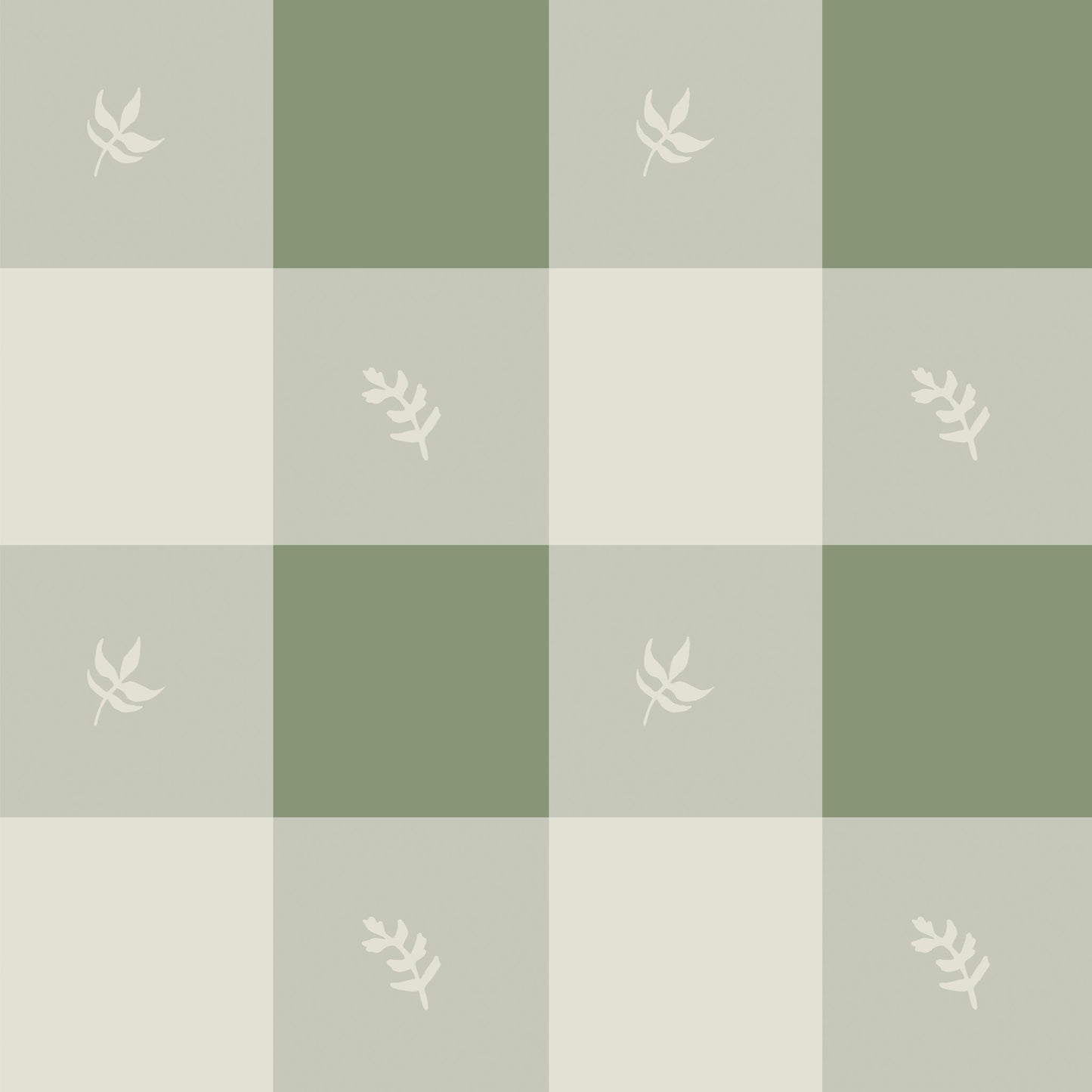 Country Gingham Wallpaper in Green