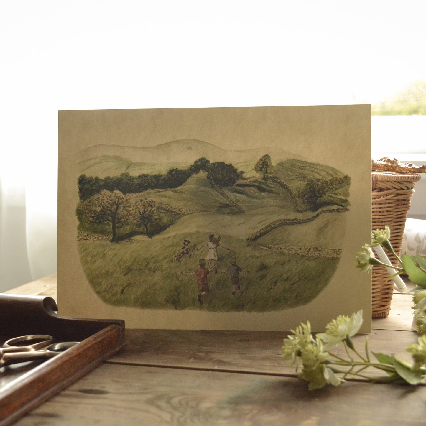 'Chasing Through The Fields' Children's Art Print
