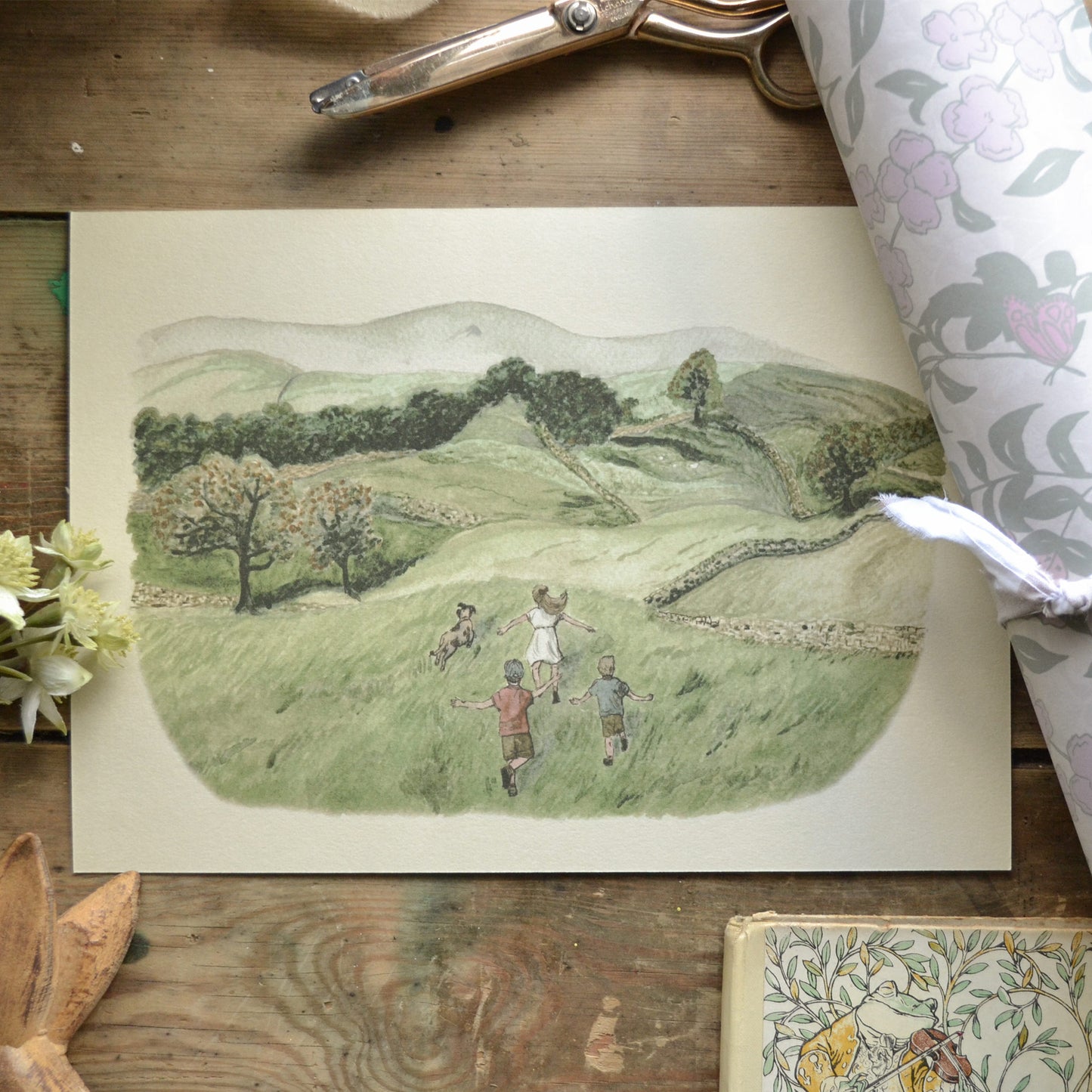 'Chasing Through The Fields' Children's Art Print