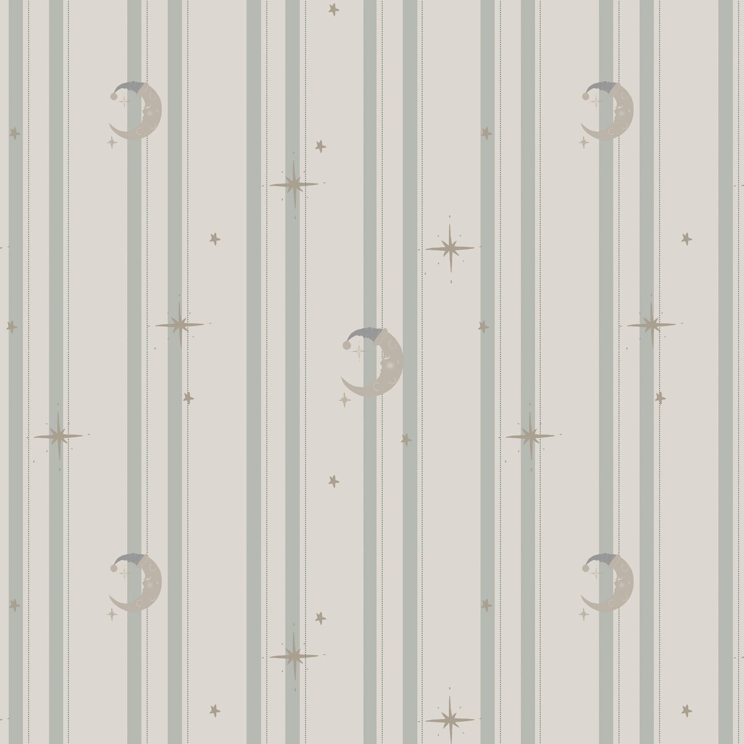 Man In The Moon Wallpaper in Blue Stripe