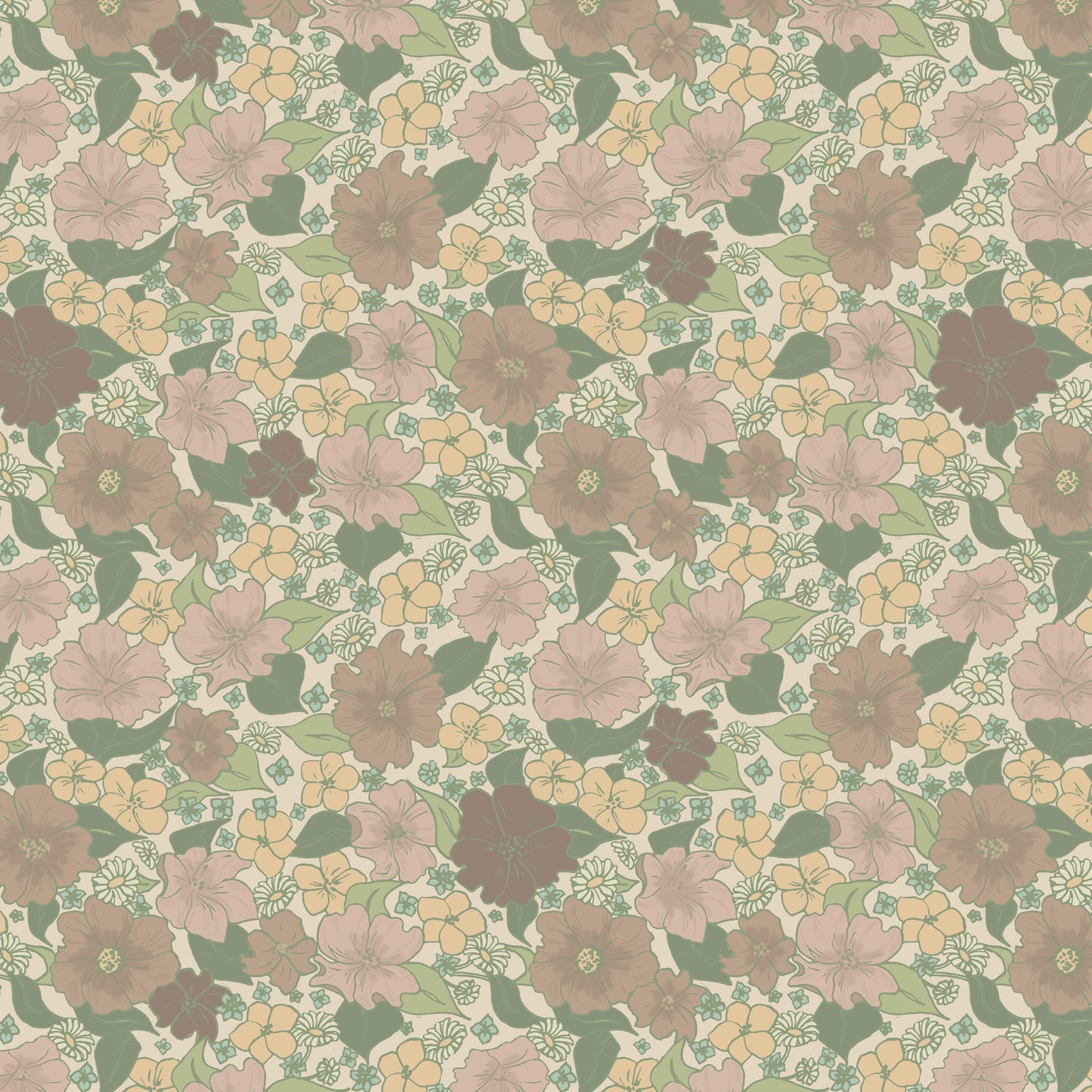 Meadow Bloom Wallpaper in Faded Linen