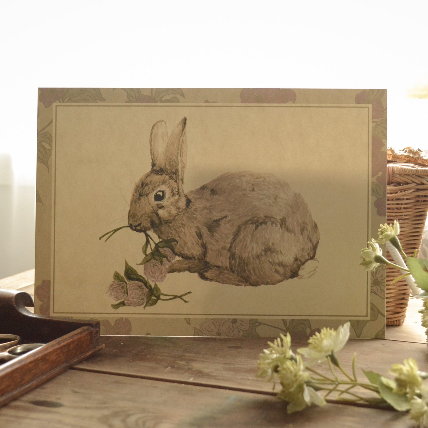 Rabbit and Clover Children's Art Print - Nursery Wall Decor