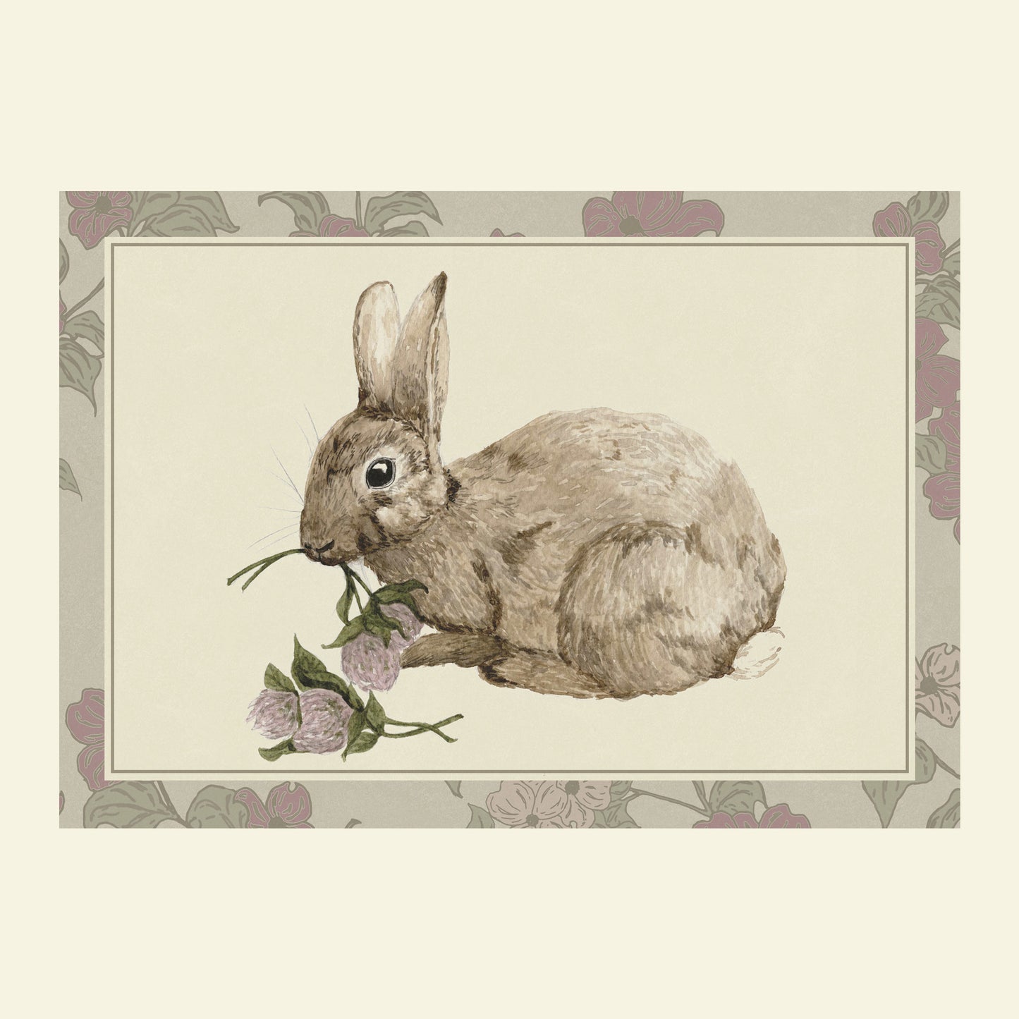Rabbit and Clover Children's Art Print - Nursery Wall Decor
