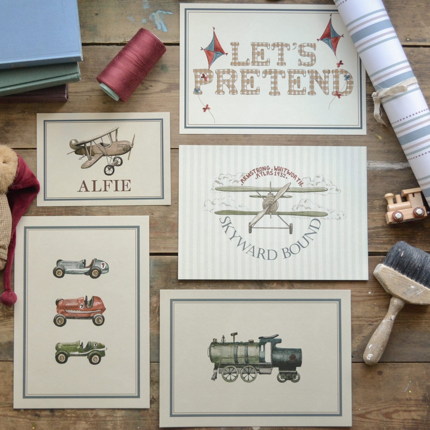 Skyward Bound Vintage Airplane Children's Art Print