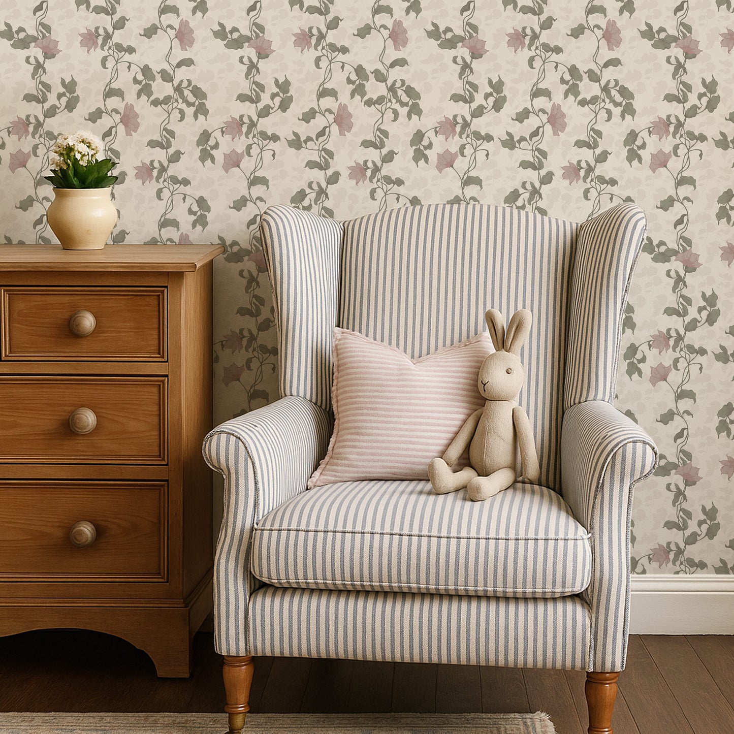 Trailing Flora Wallpaper in Blush