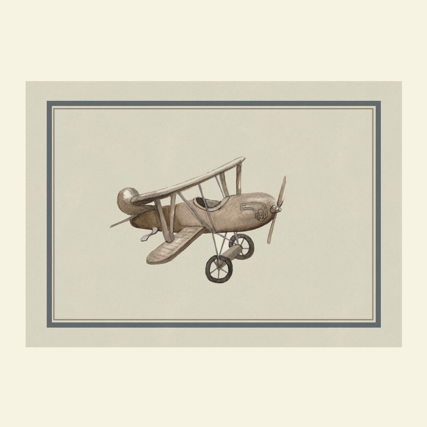 Vintage Toy Airplane Children's Art Print - Aviation Nursery Wall Decor