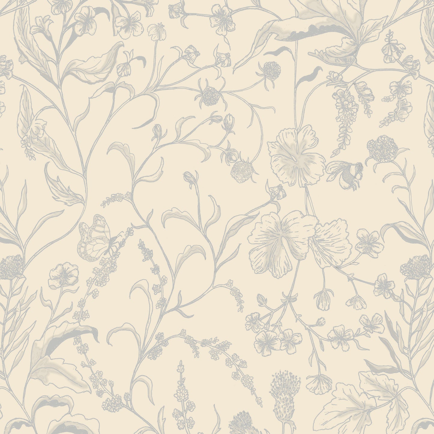 Wildflower Meadow Sketched Wallpaper