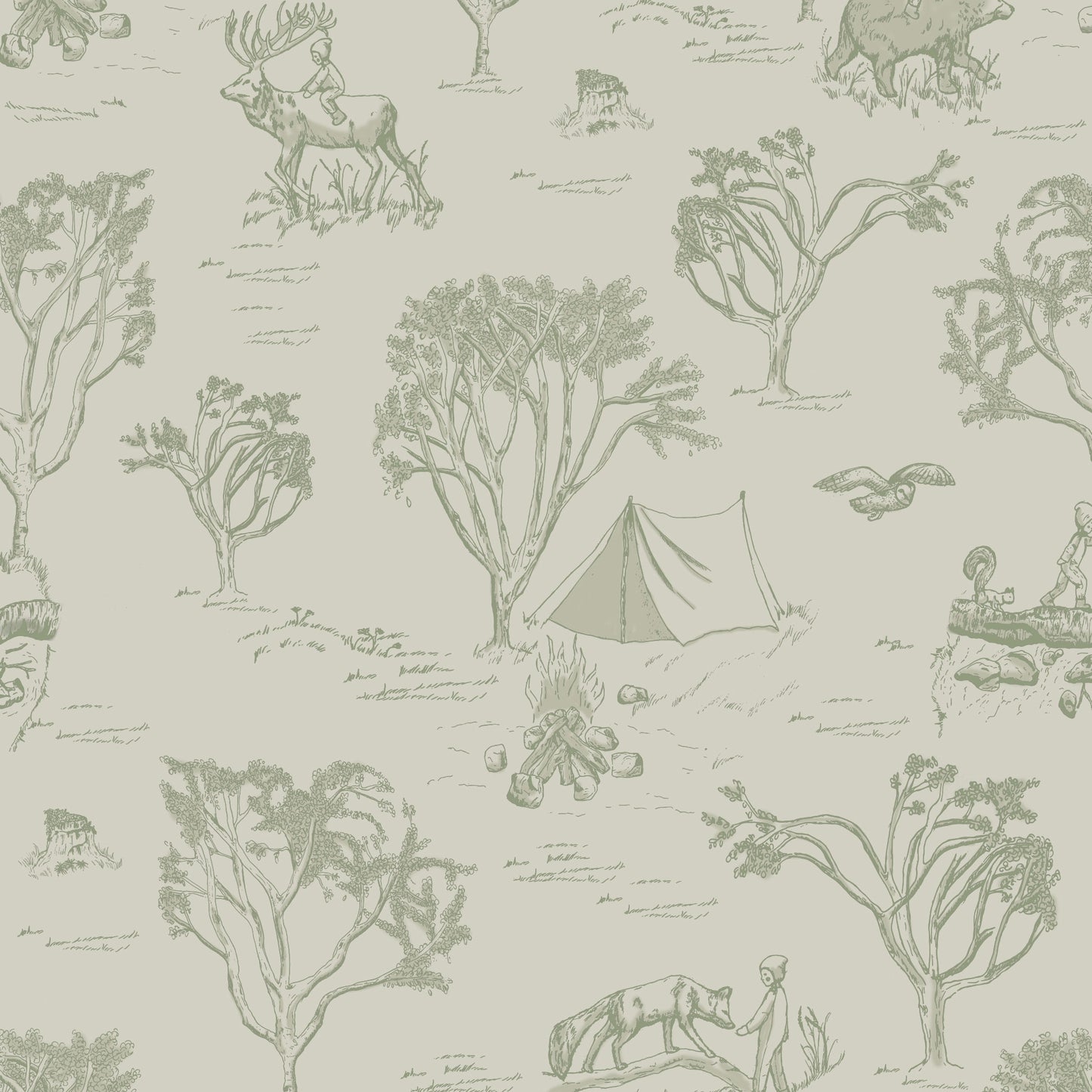 FOREST ADVENTURE WALLPAPER IN GREEN