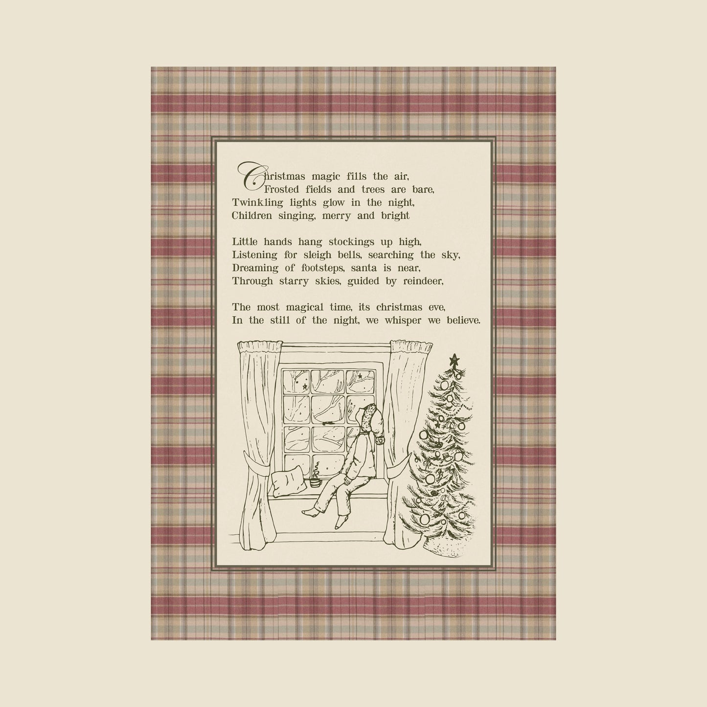 DIGITAL DOWNLOAD Set of Four Christmas Art Prints and DIY Paper Garland