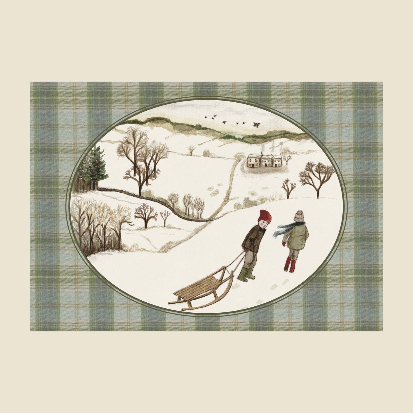 DIGITAL DOWNLOAD Set of Four Christmas Art Prints and DIY Paper Garland