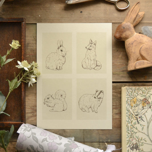 Woodland Animals Children's Art Print- Nursery Print
