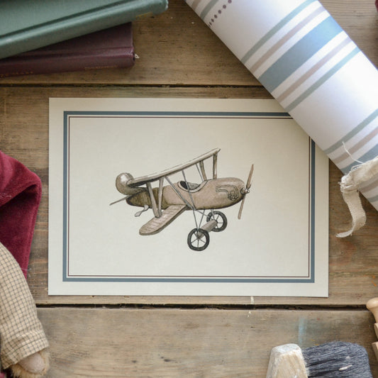 Vintage Toy Airplane Children's Art Print - Aviation Nursery Wall Decor