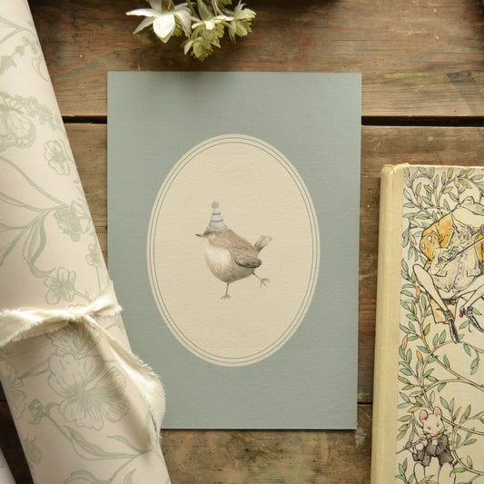 Party Bird in Oval Frame Children's Art Print