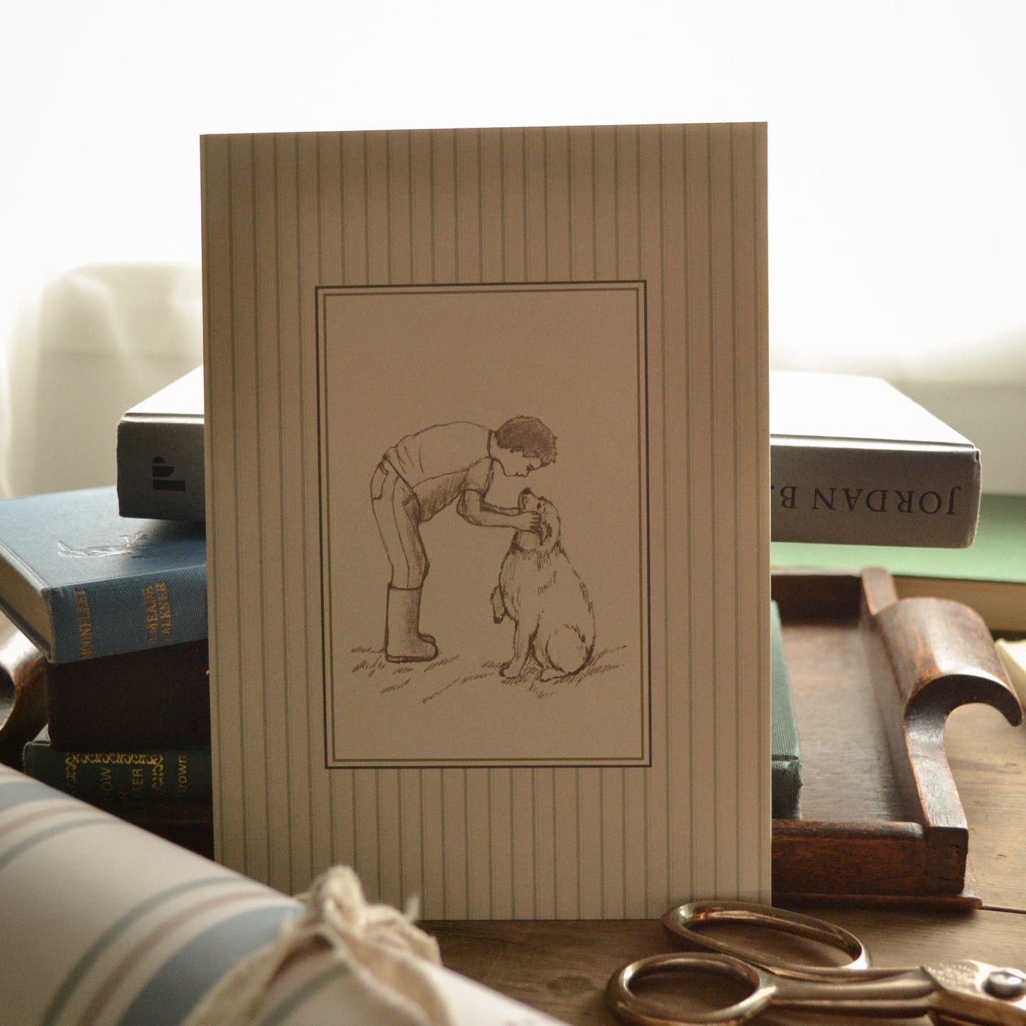 Boy And Dog Sketched Children's Art Print