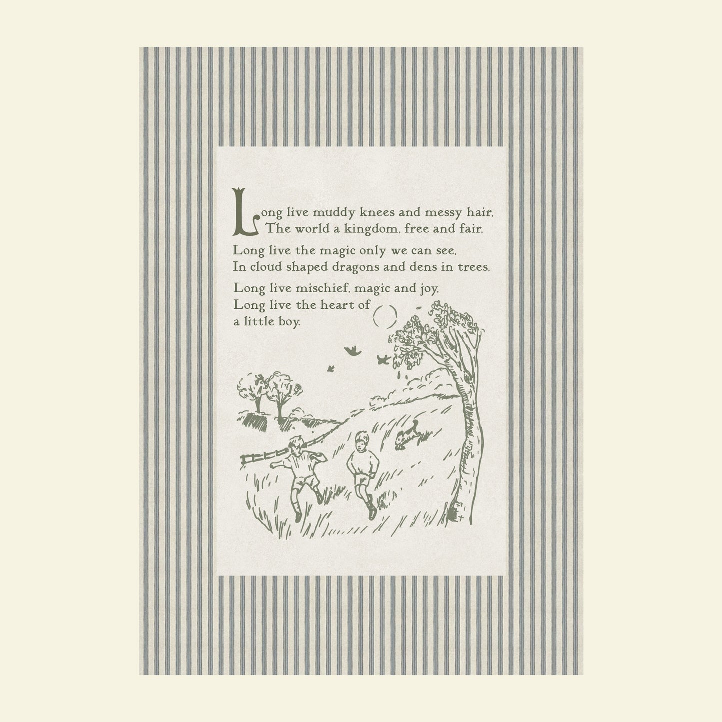 Long Live Boyhood Poem Children's Art Print