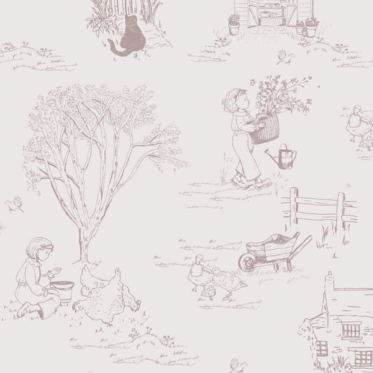 LITTLE COTTAGE GARDEN WALLPAPER IN PINK