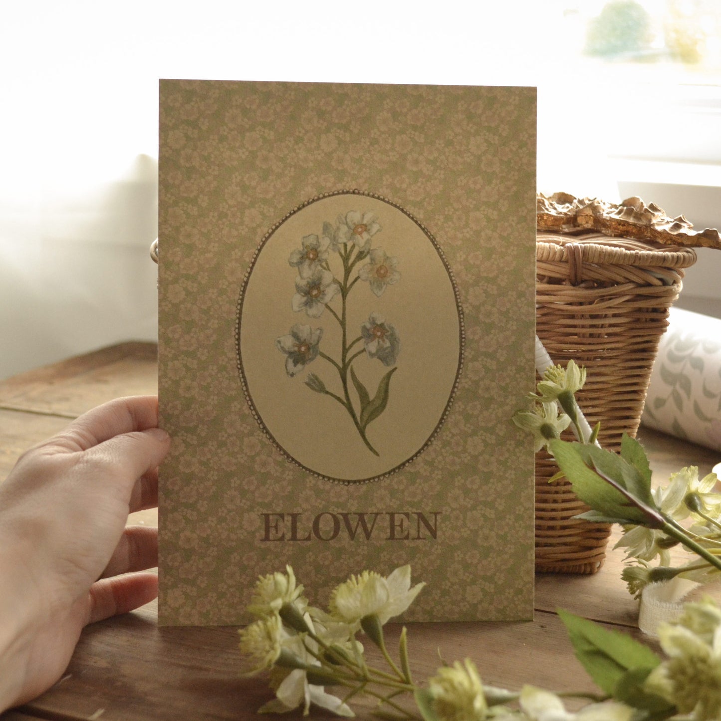 Personalised Floral Forget Me Not Children's Nursery Art Print