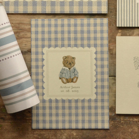 Personalised Gingham Bear Children's Nursery Art Print