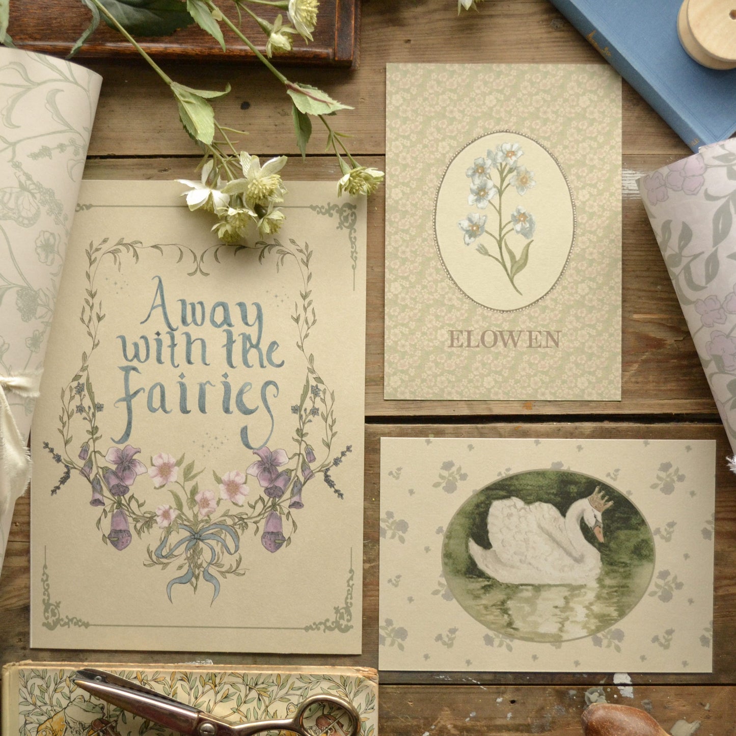 Personalised Floral Forget Me Not Children's Nursery Art Print