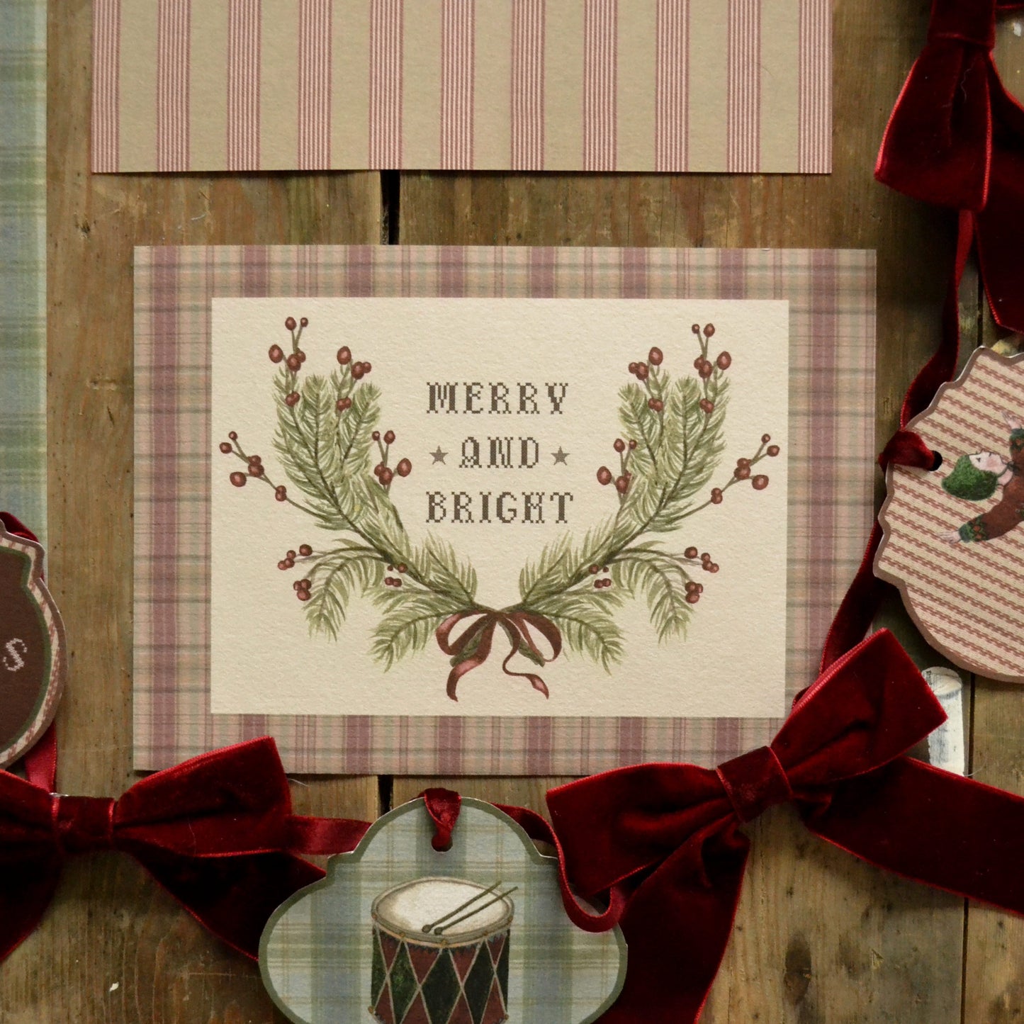 DIGITAL DOWNLOAD Set of Four Christmas Art Prints and DIY Paper Garland