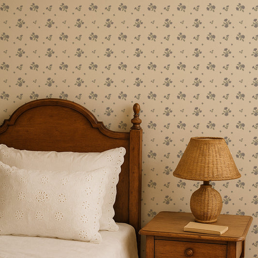 Prairie Wallpaper in Faded Blue