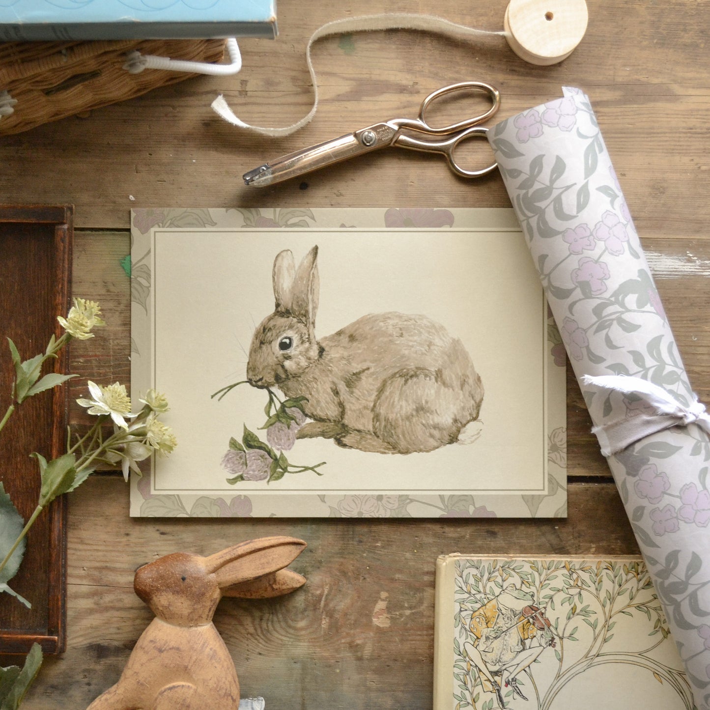 Rabbit and Clover Children's Art Print - Nursery Wall Decor