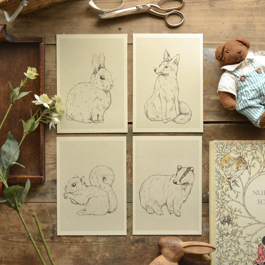 Woodland Animals Children's Art Print- Nursery Print Set of 4