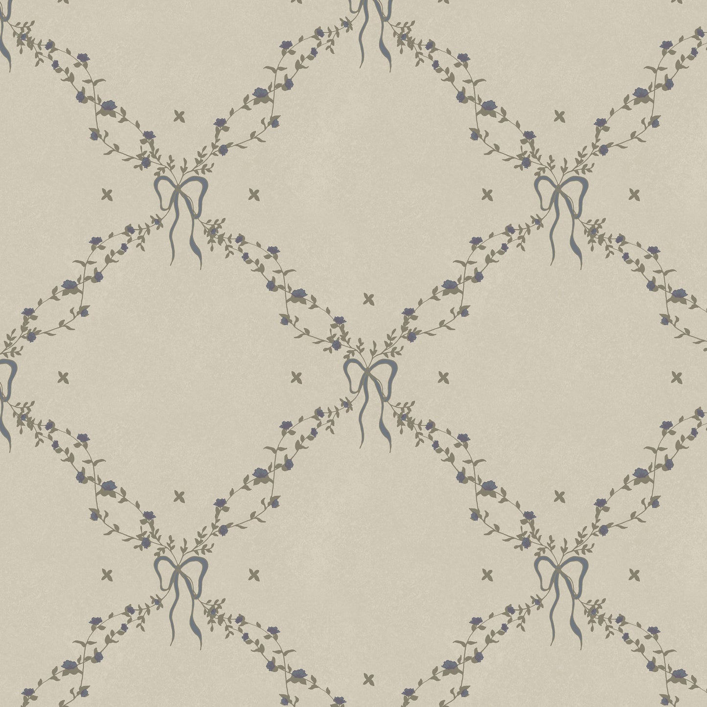 Rosebow Trellis Wallpaper in Blue